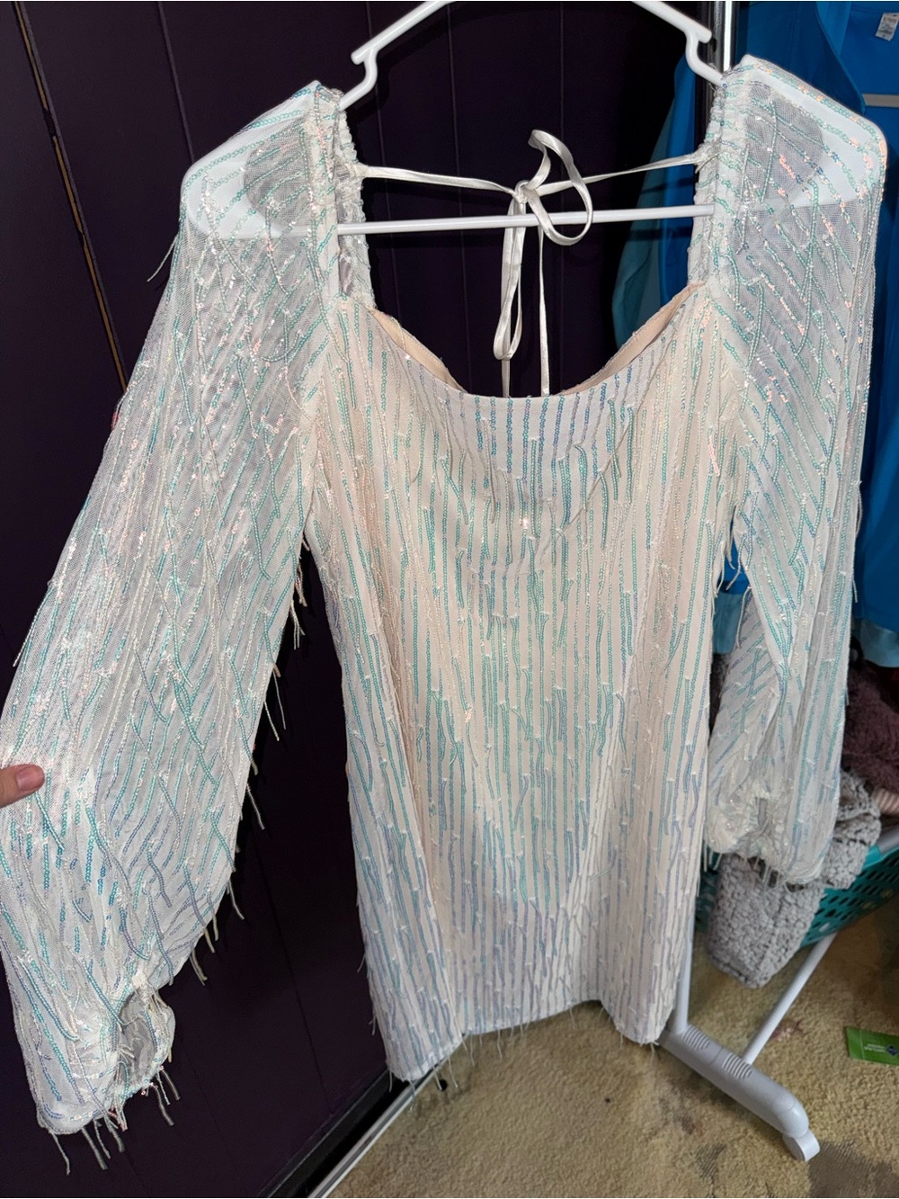 Xtraordinary White Iridescent Sequin dress